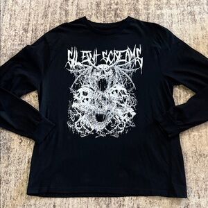 Thirty Single Silent Scream Black Skull Gothic Graphic Long Sleeve Shirt Mens XL